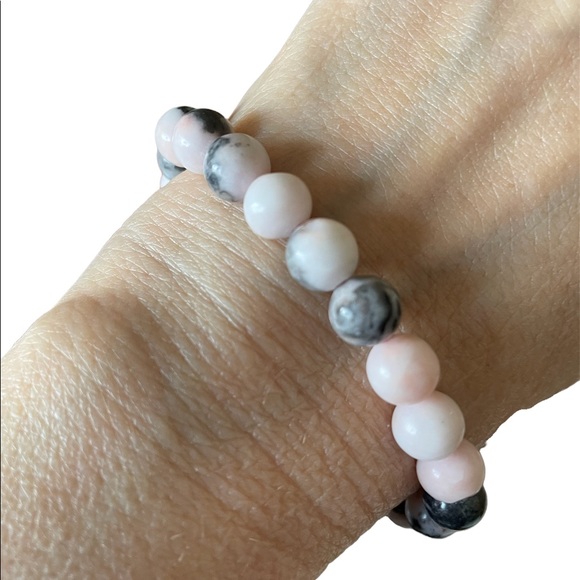 Pink Zebra Jasper Stretch Bracelet - Picture 3 of 5